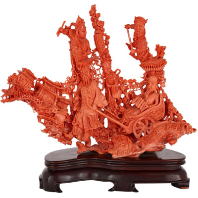 Grand corail sculpté chinois